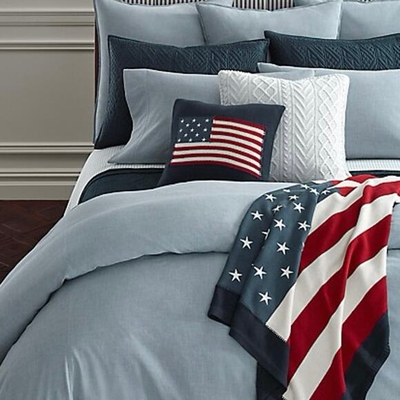 New Ralph Lauren Workshirt Chambray California King Extra Deep Fitted Sheet $245 - Picture 2 of 8